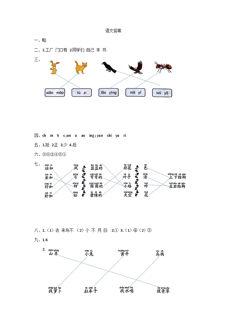 广东省深圳市龙岗区2023-2024学年一年级上学期期末语文试卷01
