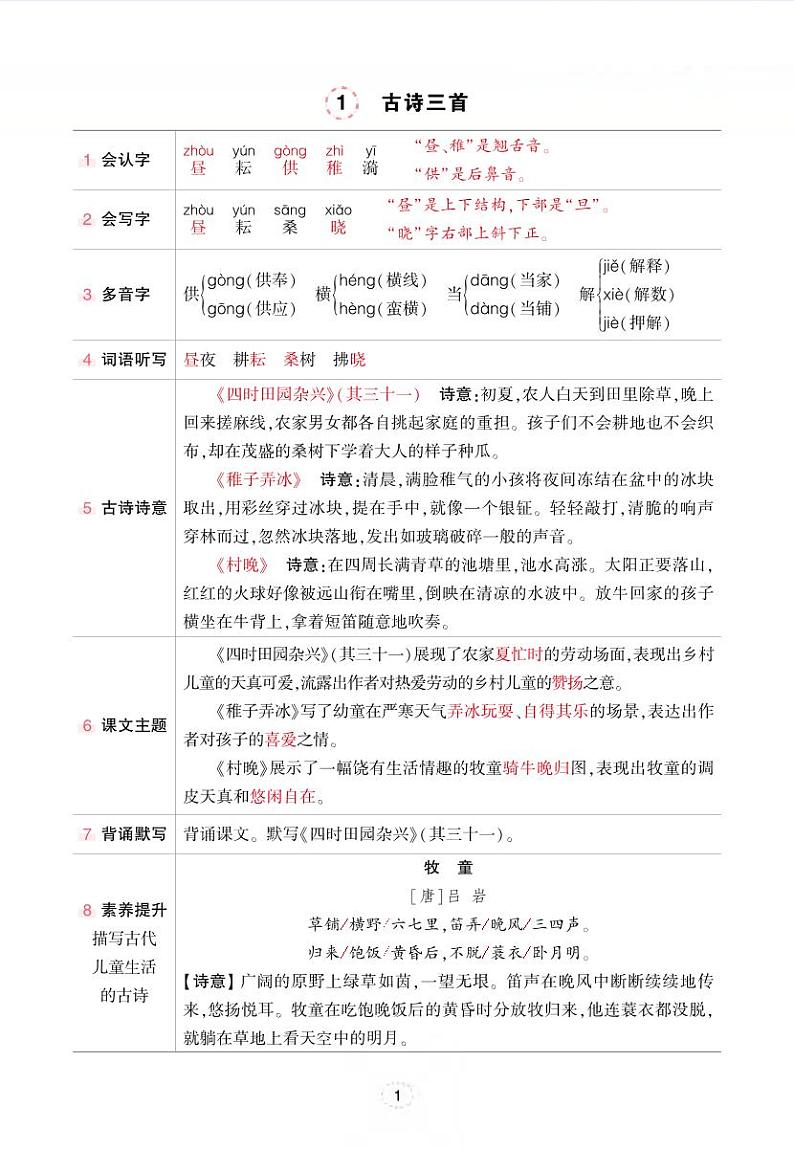 语文课堂笔记（背记清单）第1页