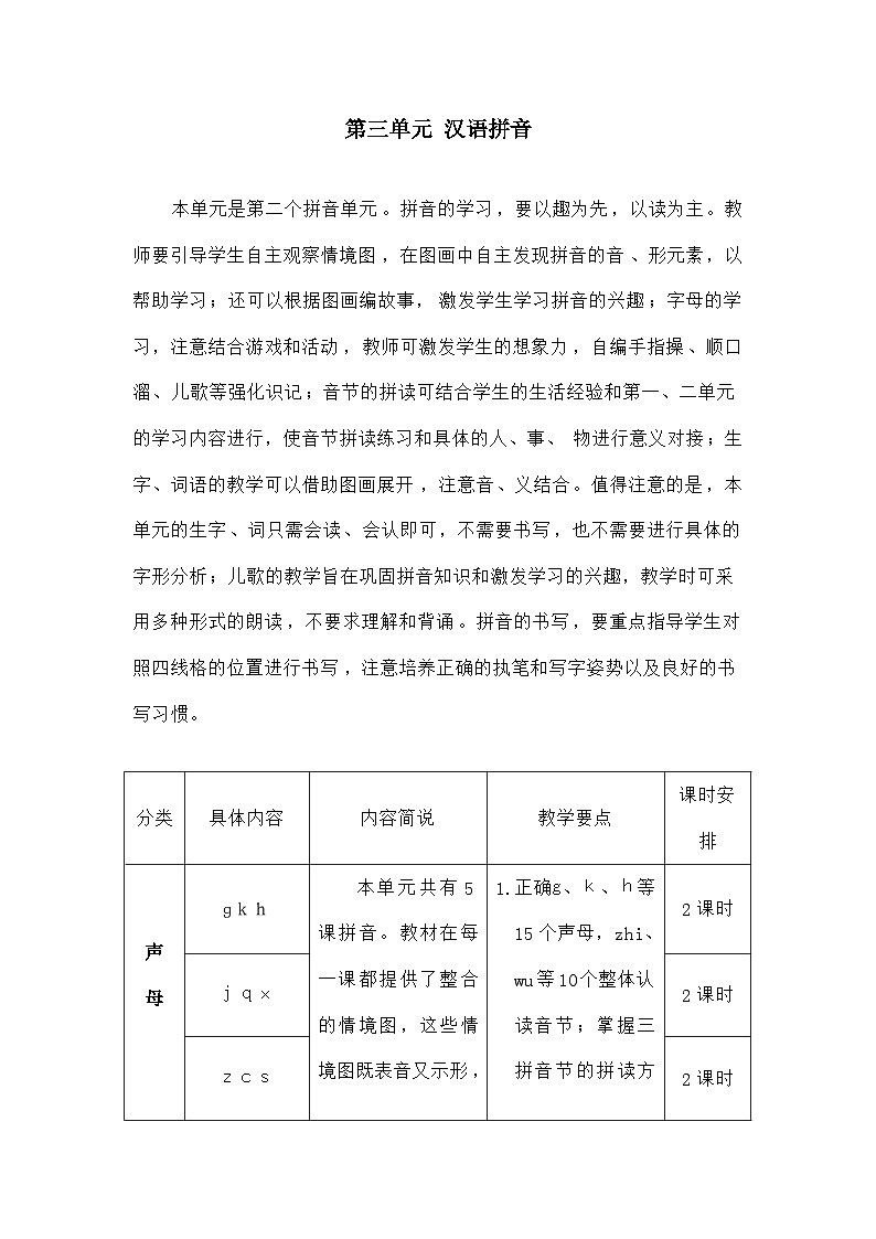语文统编版（2024）一年级上册汉语拼音5 g k h（教案）第1页
