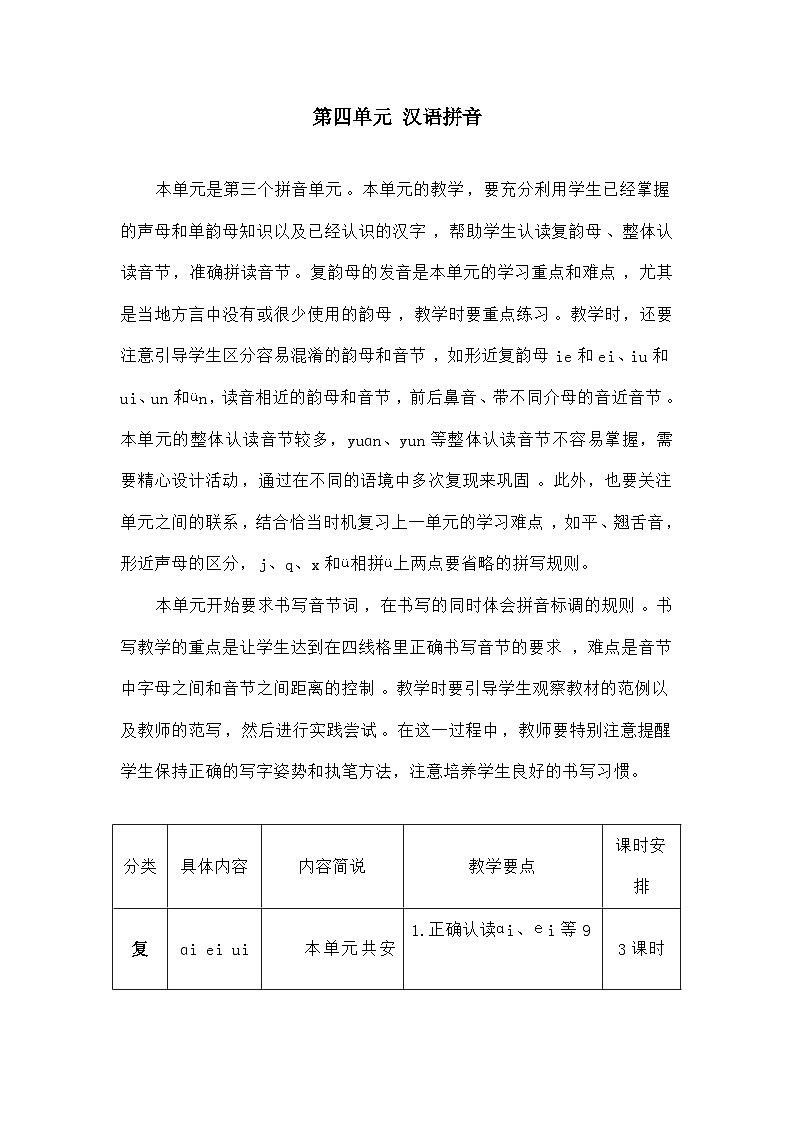语文统编版（2024）一年级上册汉语拼音10 ɑi ei ui（教案）第1页