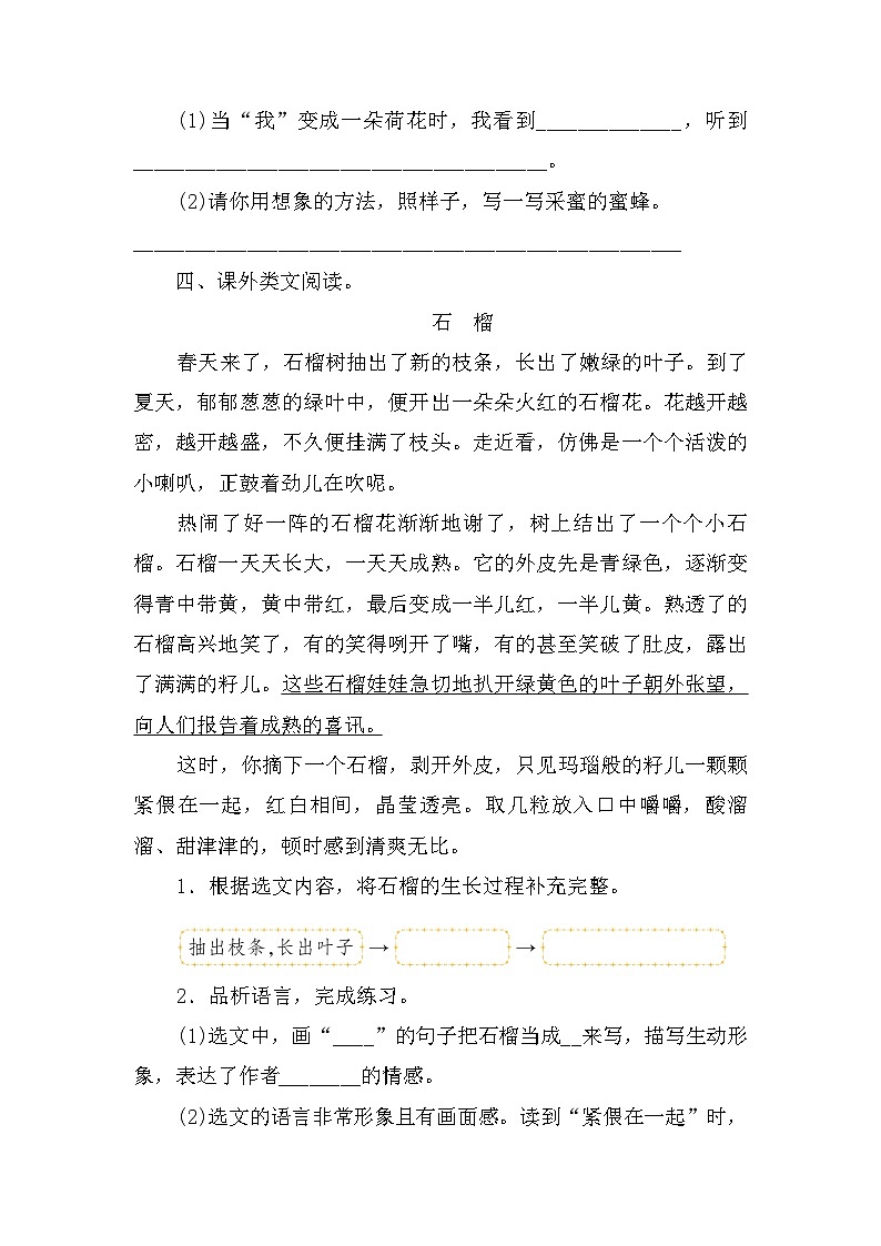 部编版语文三年级下册 3.《荷花》  同步练习（含答案）第2页