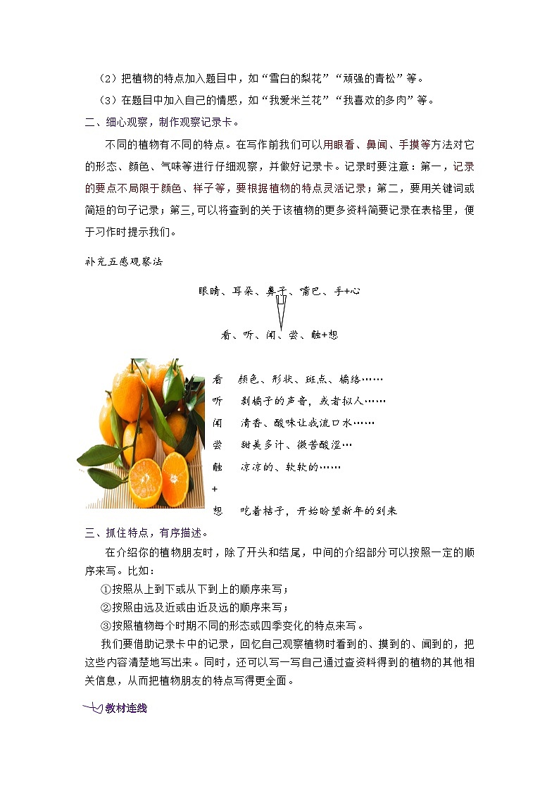 统编版语文三年级下册 习作《我的植物朋友》 讲义02