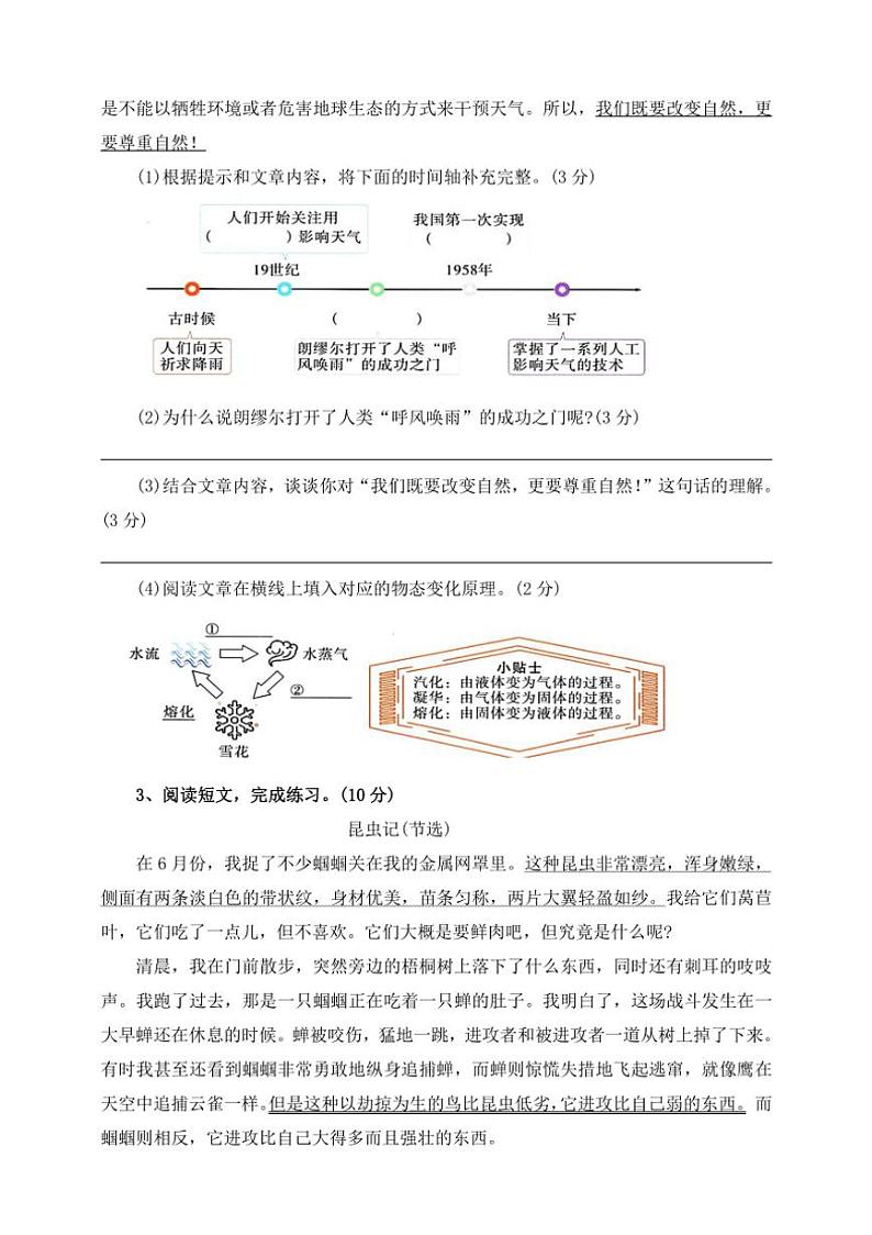 【核心素养期中专项复习卷】部编版2024～2025学年四年级语文上册8、课外阅读理解——（含答案）第3页