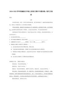 2024～2025学年统编版五年级上册语文期中专题训练：现代文阅读（含答案）