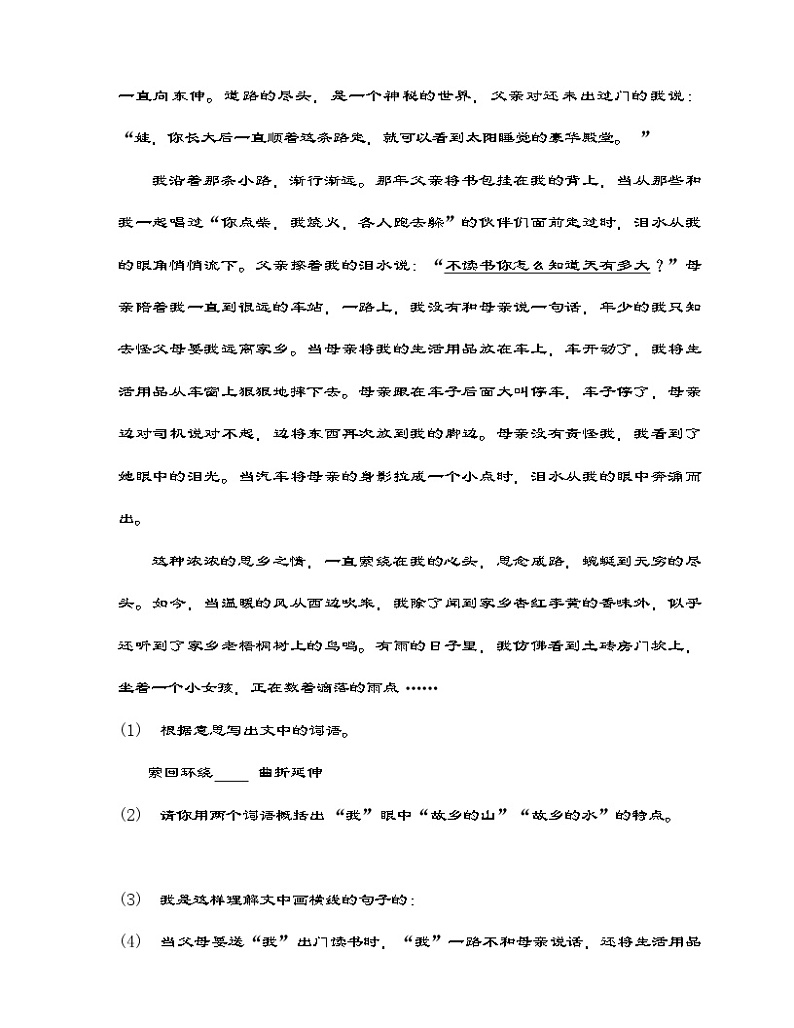 统编版语文五年级下册 4 梅花魂同步练习（含答案）第3页