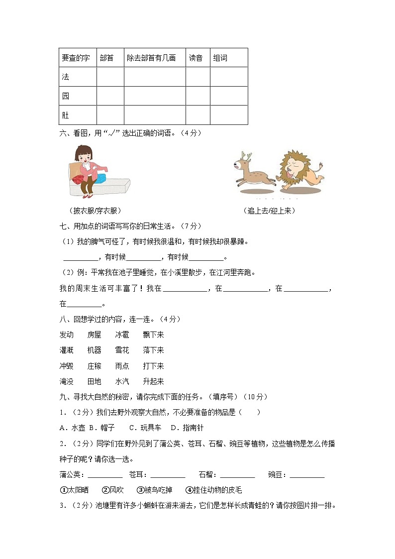 河北省廊坊市霸州市2024-2025学年二年级上学期10月月考语文试题02