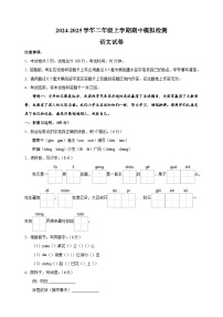 2024-2025学年二年级上学期语文期中模拟试卷（统编版）（含答案解析）