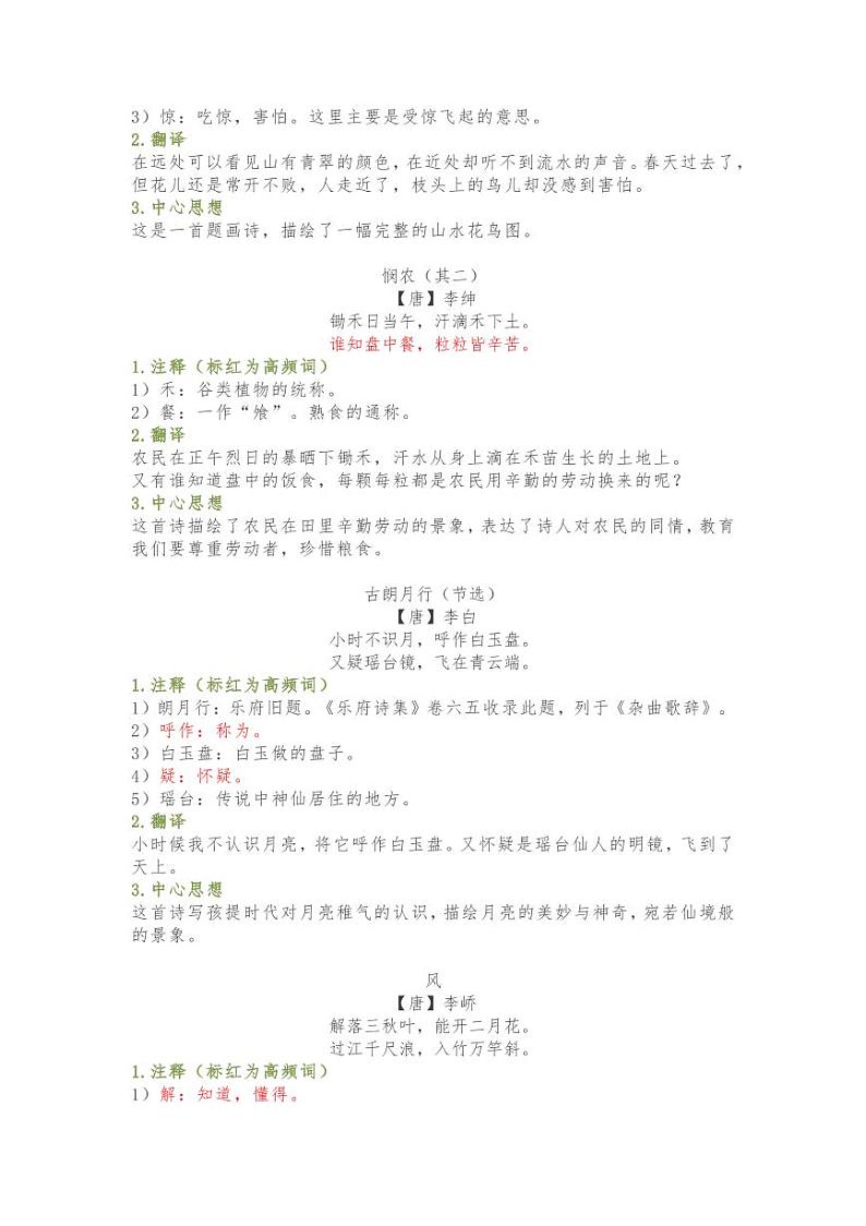 部编版小学必背古诗词知识点大全.pdf版第2页