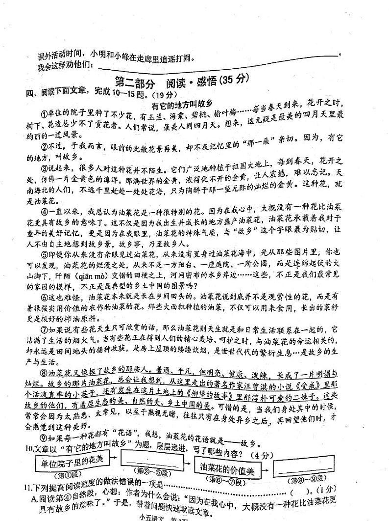 河南省南阳市淅川县2024-2025学年五年级上学期11月期中语文试题第3页