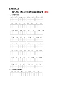 第五单元 课文生字复习和重点语段默写试卷（原卷+答案）2024-2025学年五年级语文上册 统编版