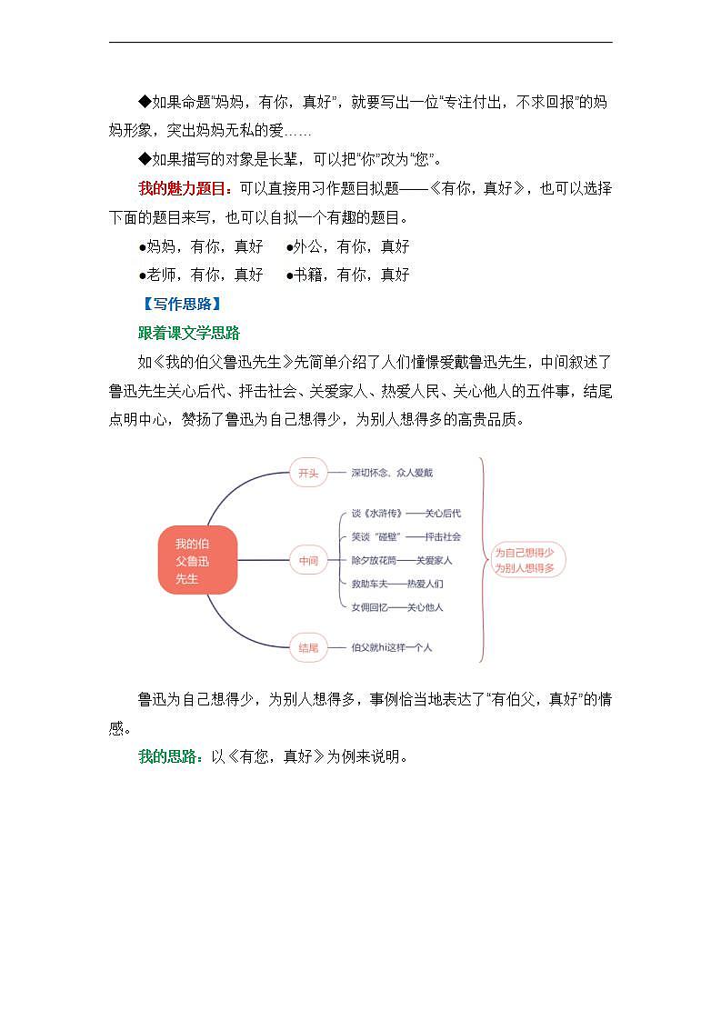第八单元习作：有你，真好（技法范文素材）六年级语文上册单元作文能力提升练习（统编版）第3页