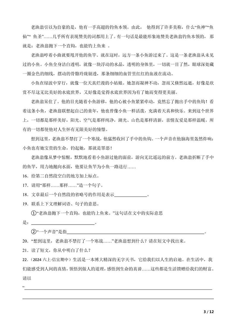 【精品解析】广东省茂名市信宜市2024～2025学年六年级(上)语文期中试卷03