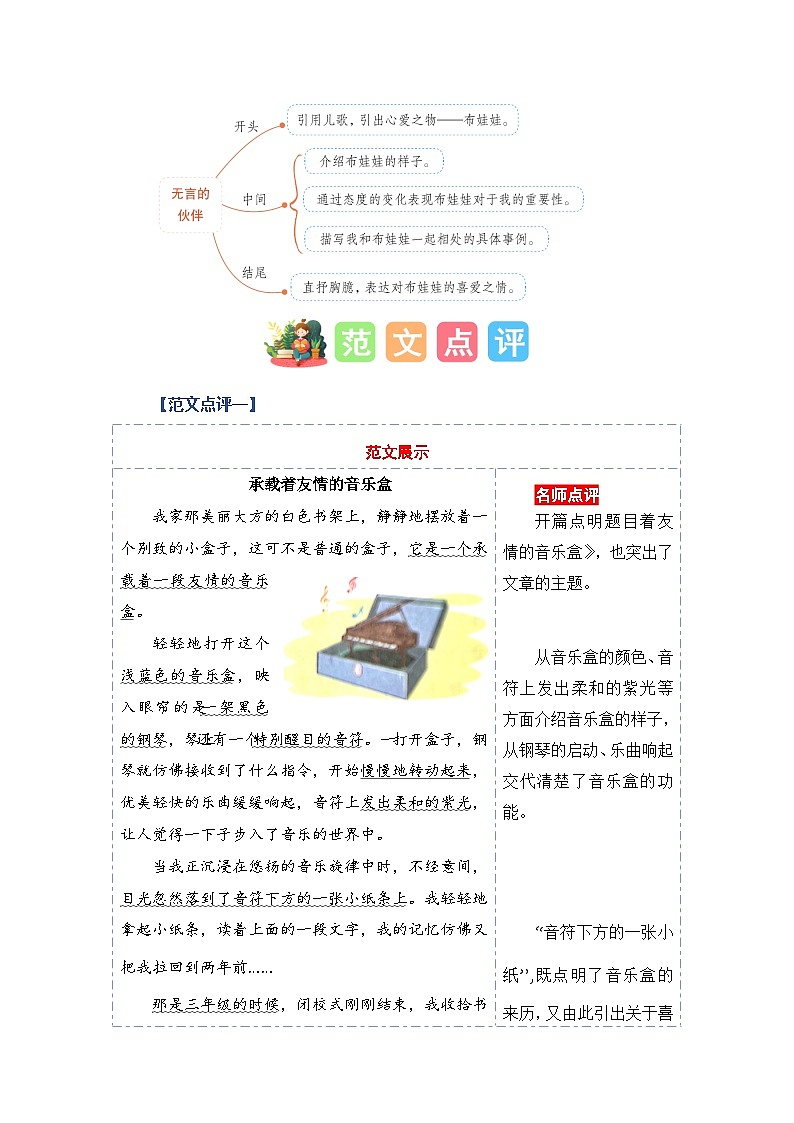 统编版小学语文五年级上册作文能力提升练习第一单元习作：我的心爱之物（范文点评）03