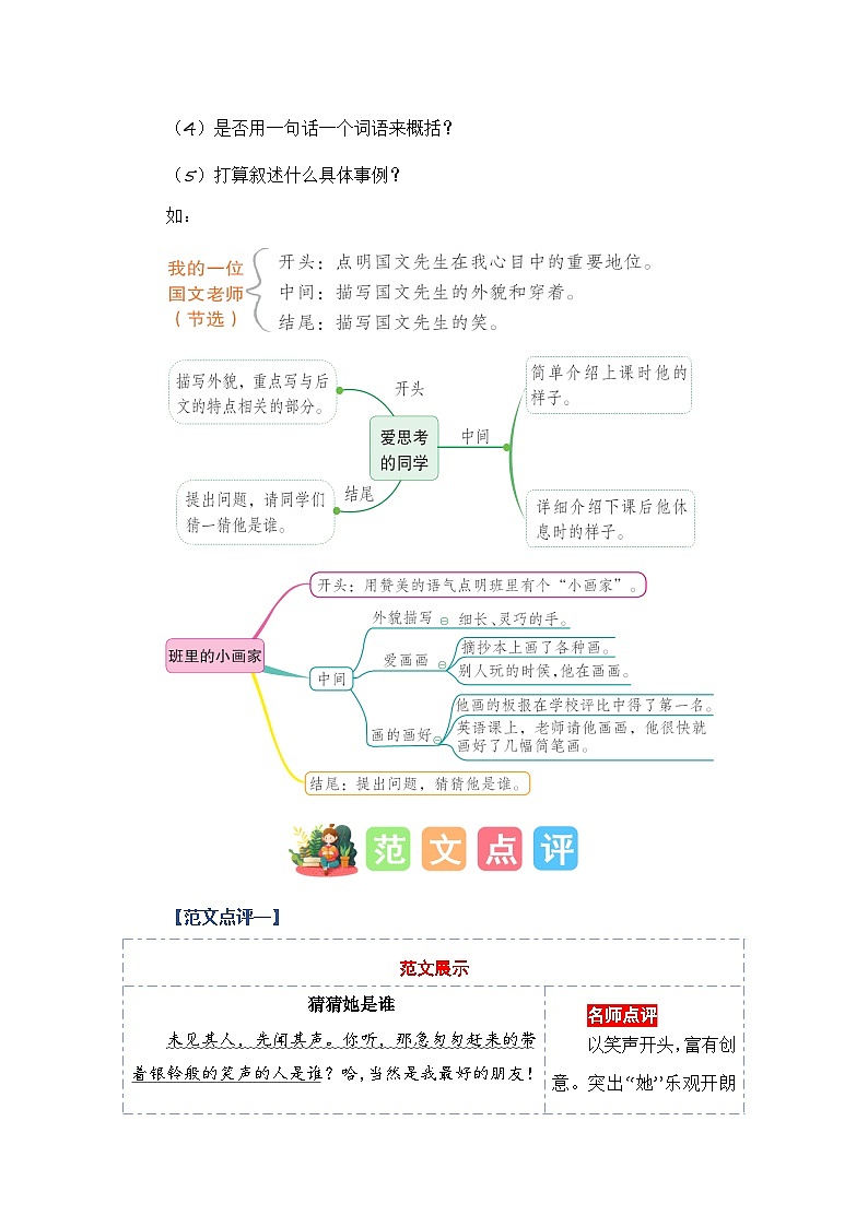 统编版小学语文三年级上册单元作文提升练习第一单元习作：猜猜他是谁（范文点评）第3页
