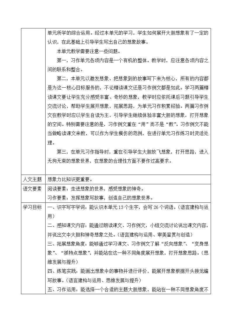 统编版学习语文三年级下册单元教学设计第五单元 畅游想象王国03