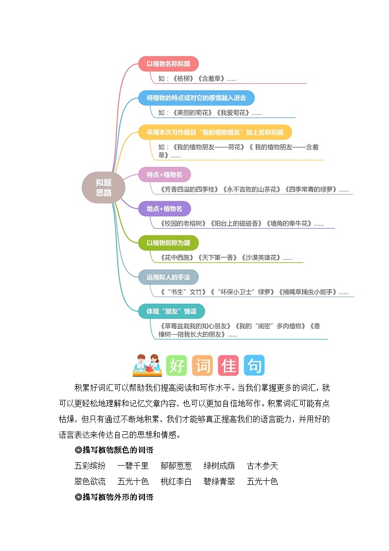 统编版小学语文三年级下册作文能力提升练习第一单元习作：我的植物朋友（素材积累）（含答案）第3页