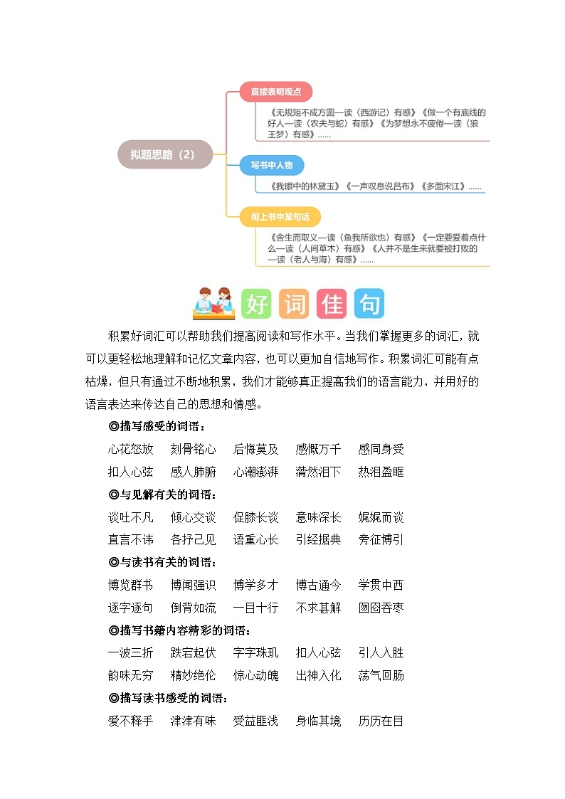 统编版小学语文五年级下册作文能力提升练习第二单元习作：写读后感（素材积累）（含答案）第3页