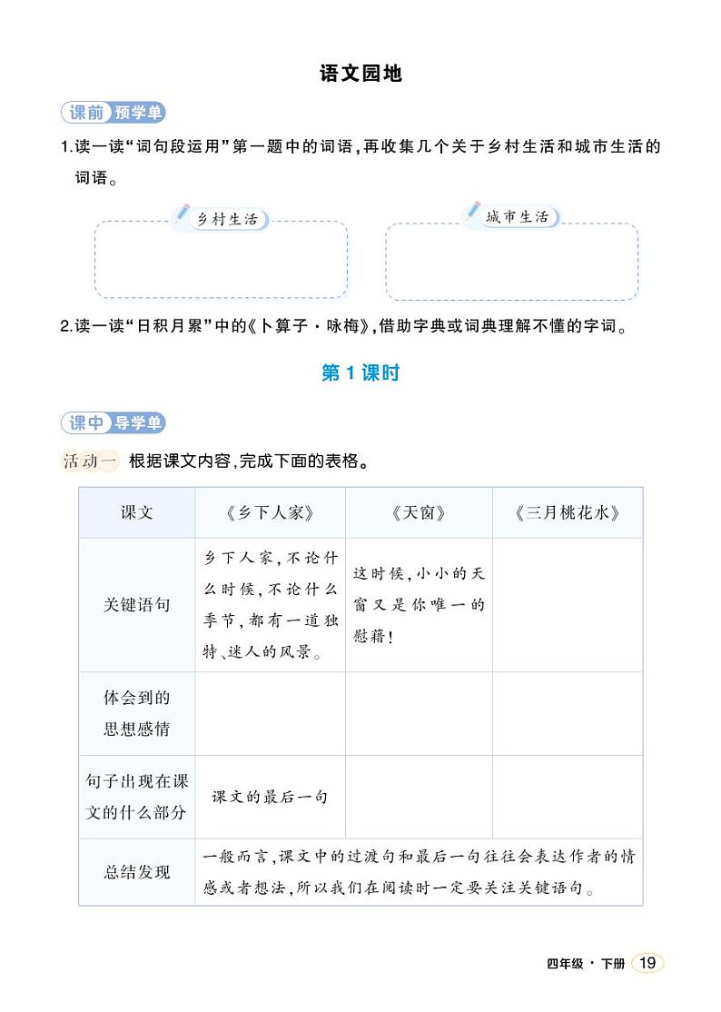 人教部编版语文四年级下册 语文园地一课件+教案+学习单01