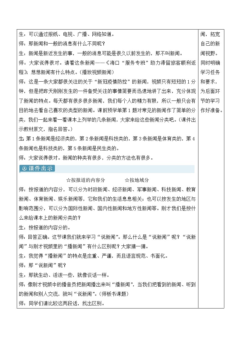 人教部编版语文四年级下册 口语交际：说新闻 教案第2页