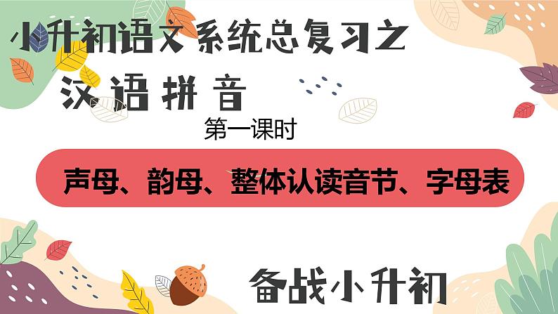 专题一汉语拼音声母韵母整体认读音节字母表小升初语文总复习统编版第1页