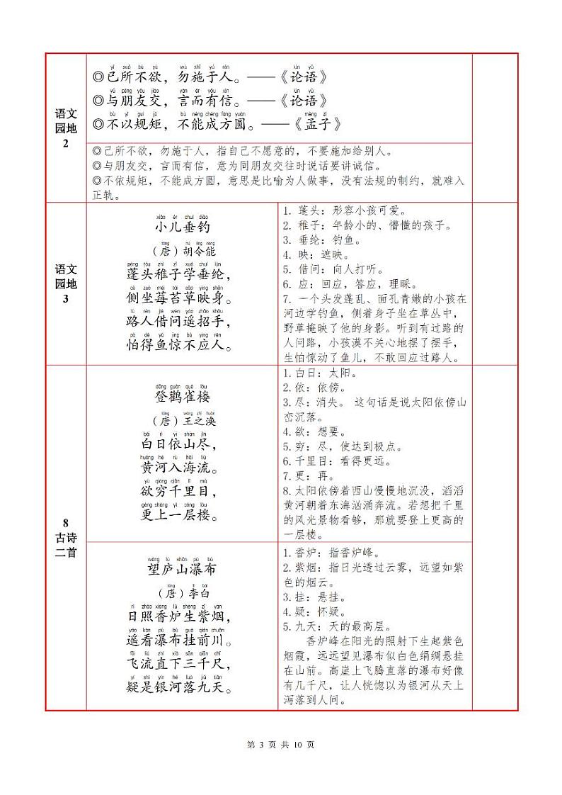 部编版二年级语文上册必背课文内容+默写练习第3页