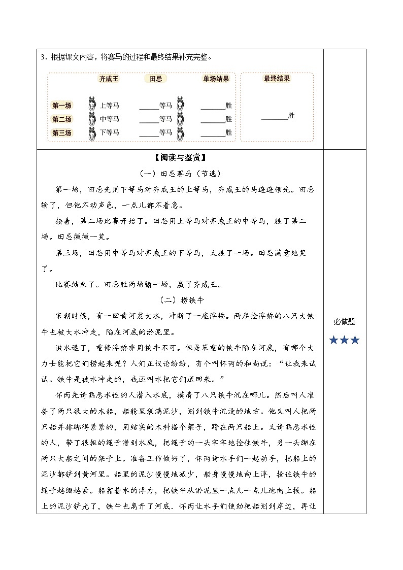 人教部编版语文五年级下册 第16课《田忌赛马》第一课时 分层练习（含答案）第2页
