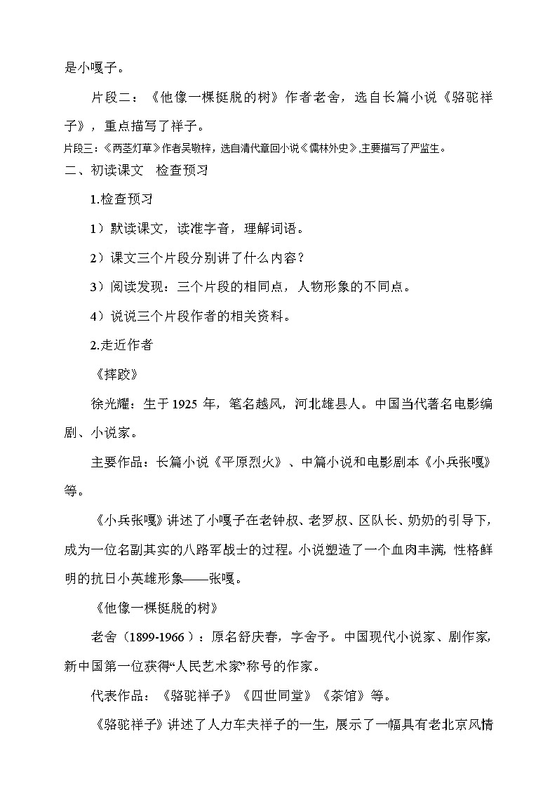人教部编版语文五年级下册 13《人物描写一组》第一课时 教案第3页