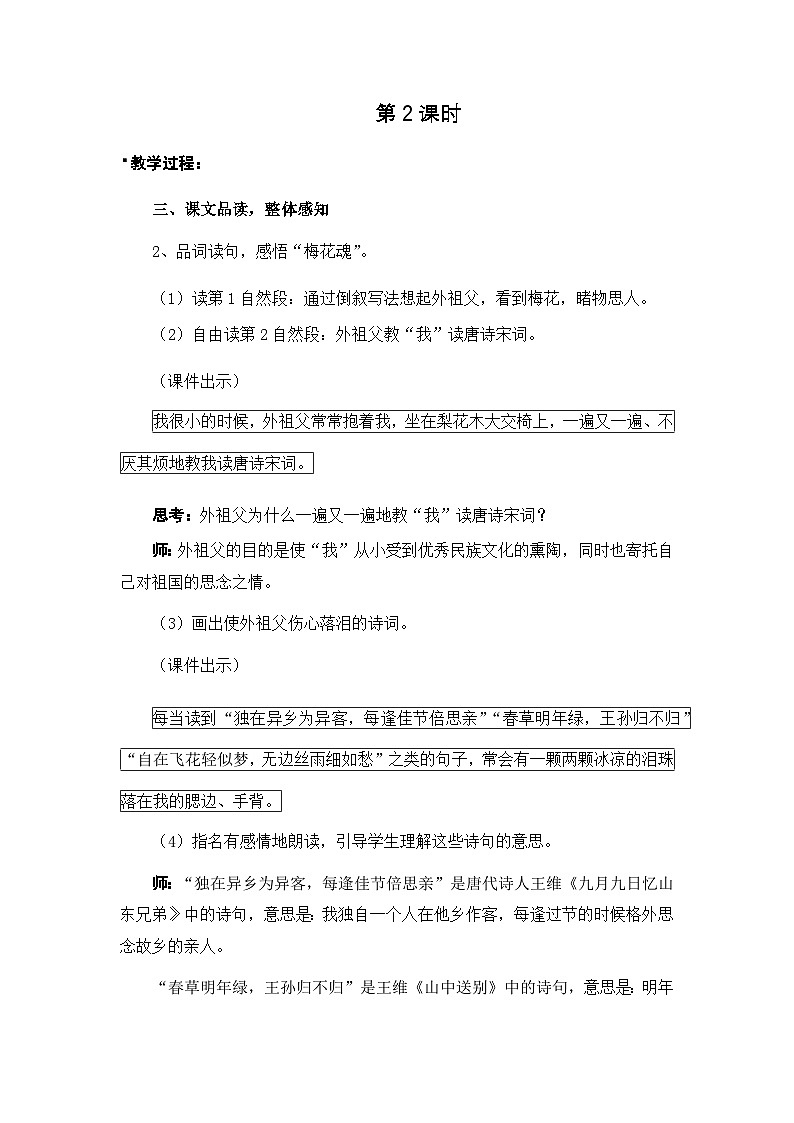 《梅花魂》教案（2课时）（含教学反思）第2页