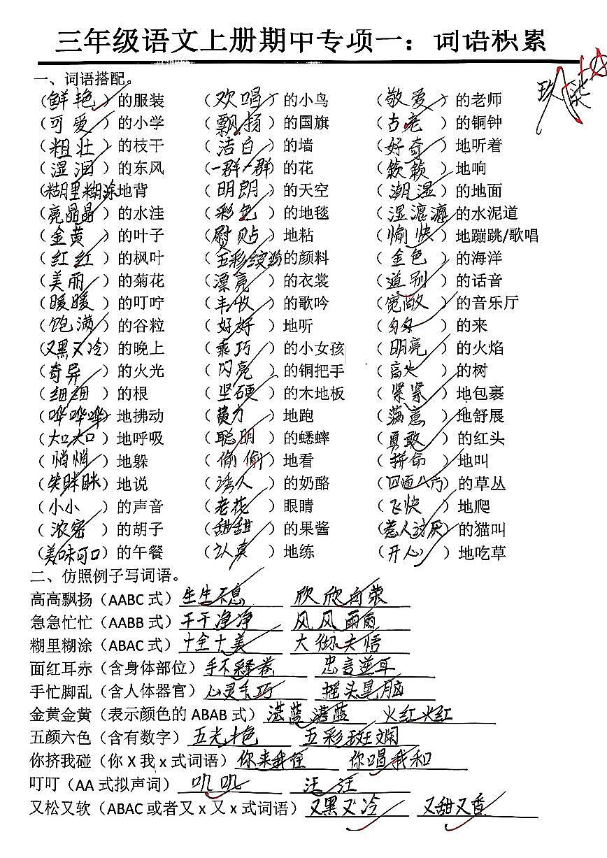 【期中复习五大考点专项训练】三上语文第3页