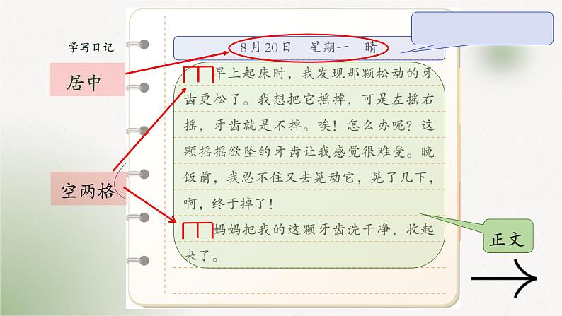 习作：写日记+（课件）-统编版语文三年级上册第8页