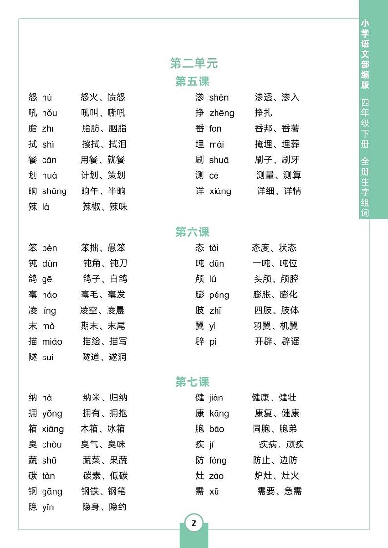 部编版语文四（下）生字组词知识点汇总第2页