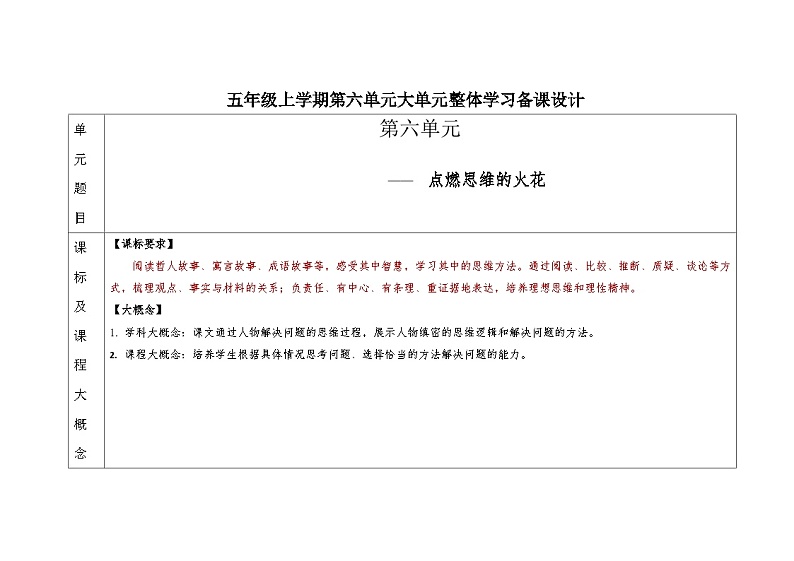 第六单元  教学设计  语文五年级下册统编版第1页