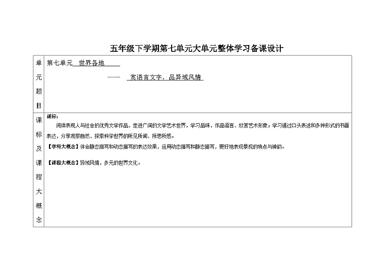 第七单元（教学设计）  统编版语文五年级下册第1页