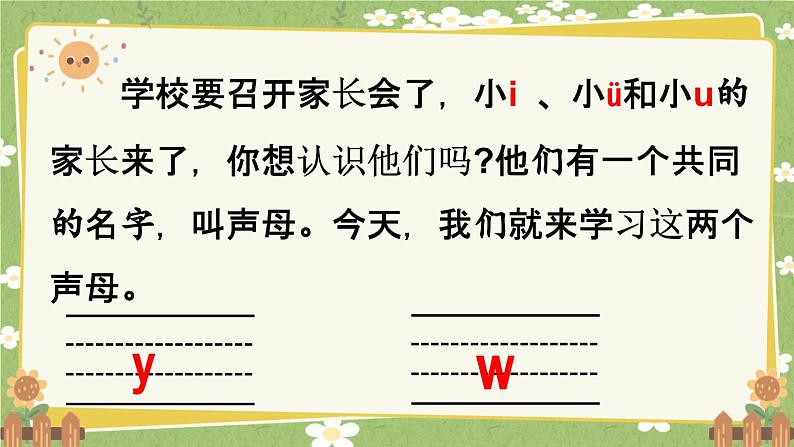 统编版语文（2024）1年级上册 9. 《y w》第1课时课件第2页