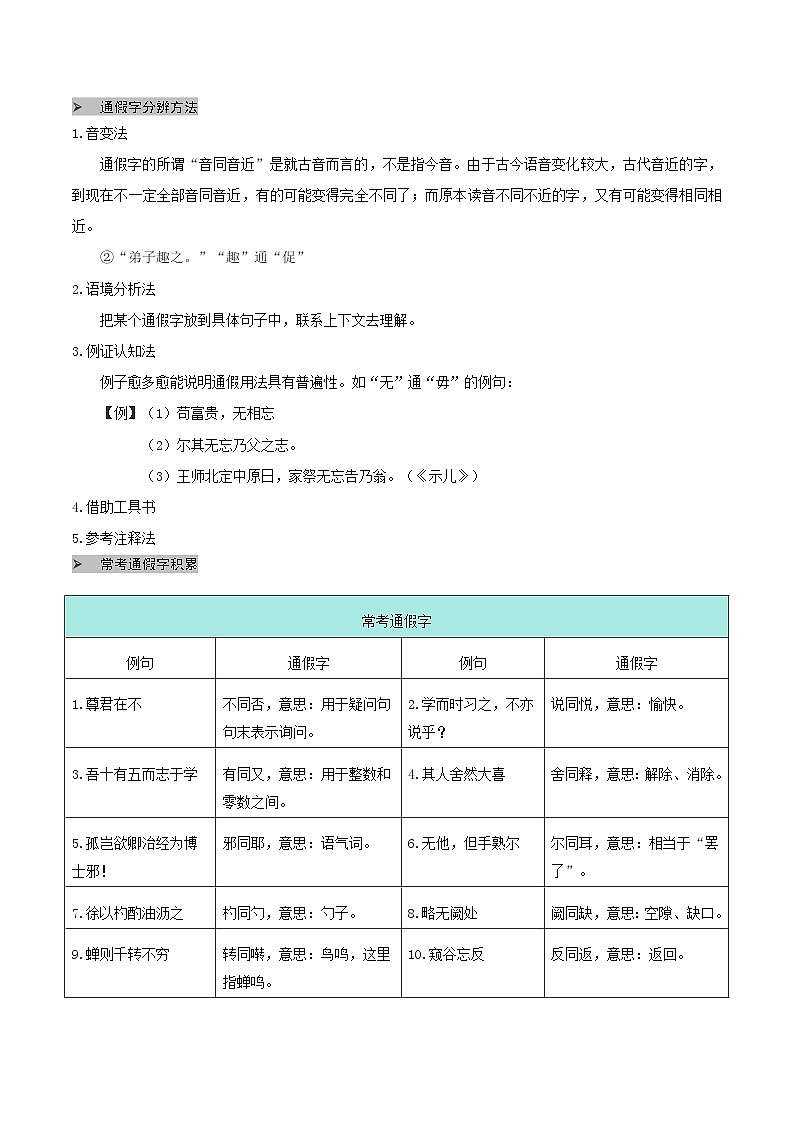专题03实词含义-通假字(解析版）2024-2025学年 小升初语文 文言文专项（统编版）第2页