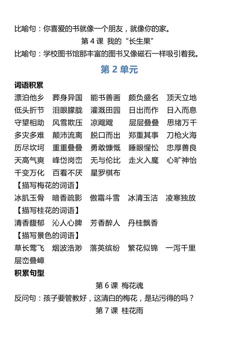 部编版5年级语文上册词语知识点归类积累 课文佳句汇总第2页