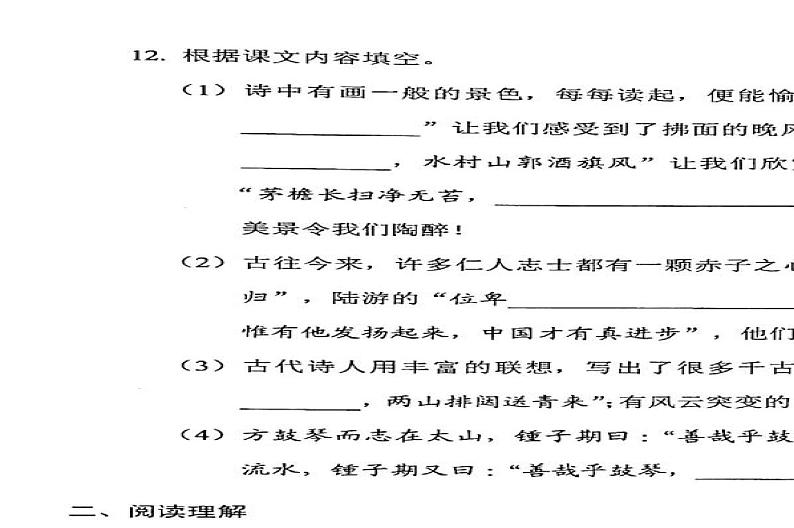 广东省深圳市坪山区2024-2025学年六年级上学期1月期末语文试题第2页