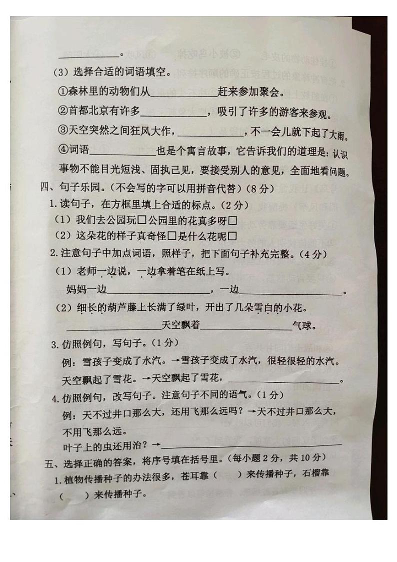 河北省廊坊市霸州市2024-2025学年二年级上学期1月期末语文试题第3页