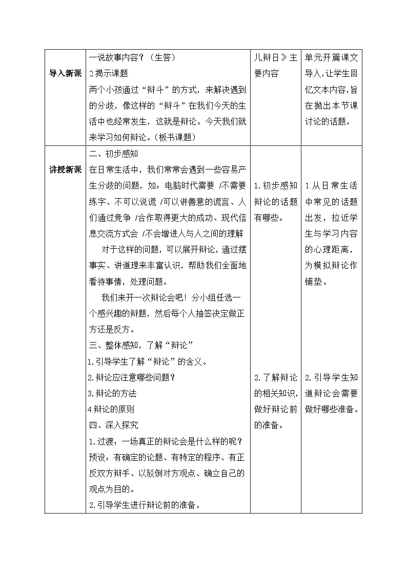 【核心素养】部编版小学语文六年级下册第五单元口语交际《辩论》 教学设计（含教学反思）第3页