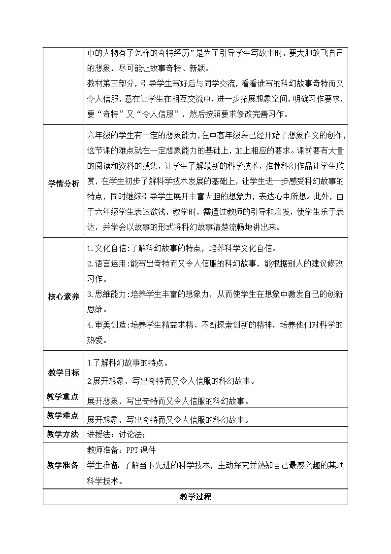 【核心素养】部编版小学语文六年级下册第五单元习作《插上科学的翅膀飞》第一课时  教学设计（含教学反思）第2页
