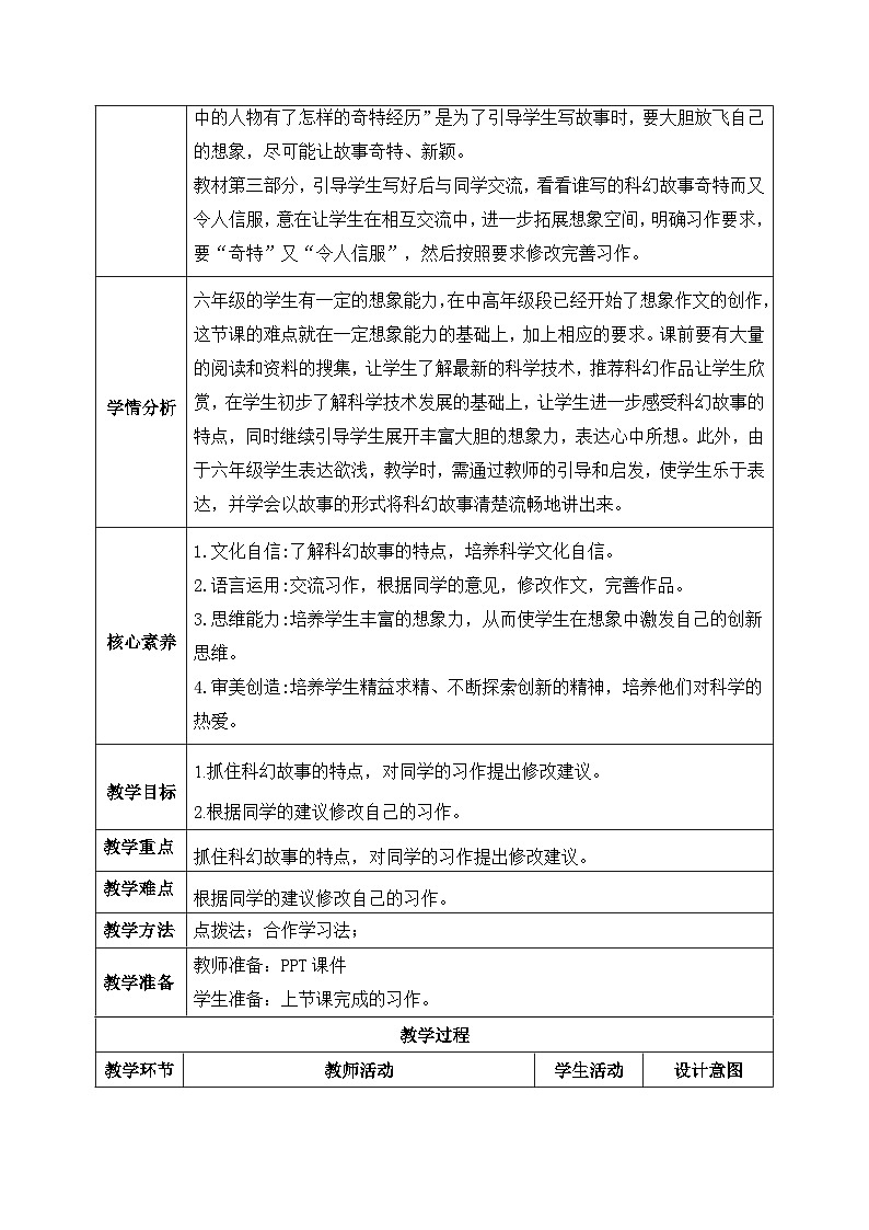 【核心素养】部编版小学语文六年级下册第五单元习作《插上科学的翅膀飞》第二课时  教学设计（含教学反思）第2页