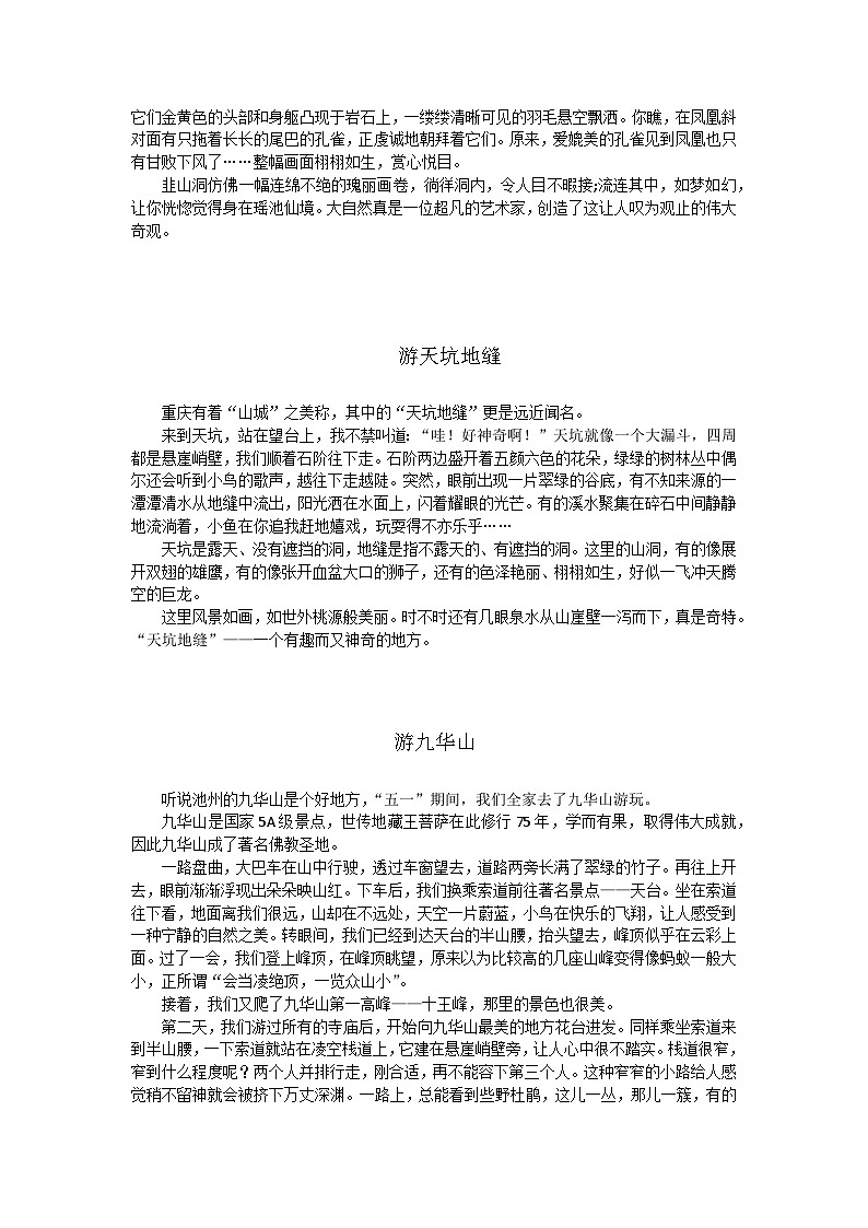 部编版小学语文四年级下册第五单元《游           》优秀习作8篇+学案第2页