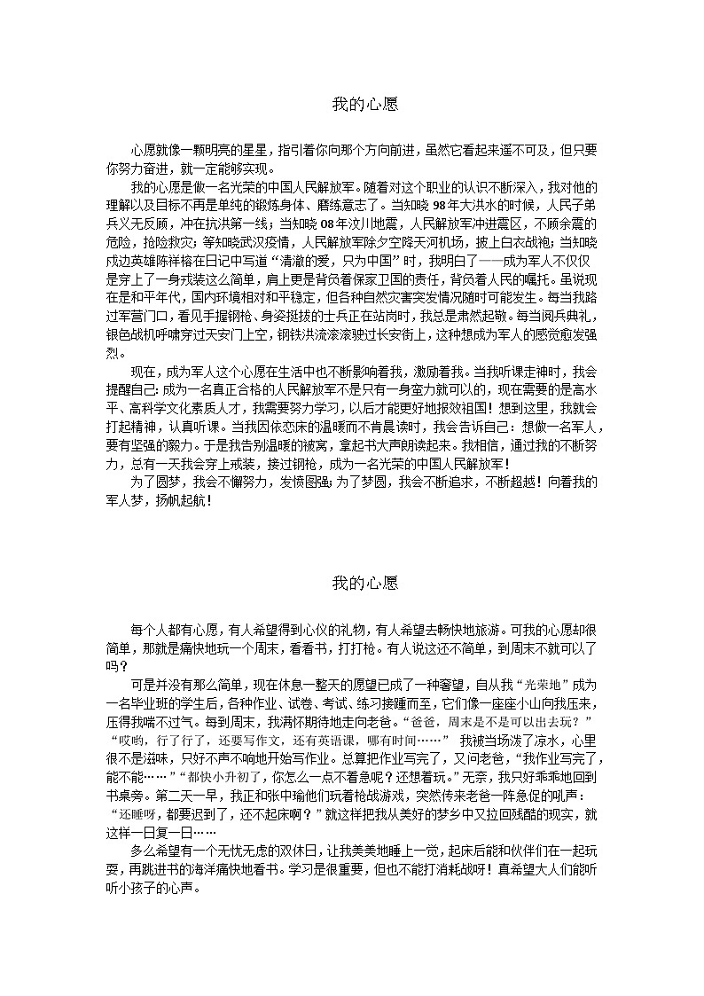 部编版小学语文六年级下册第四单元《心愿》优秀习作5篇第1页