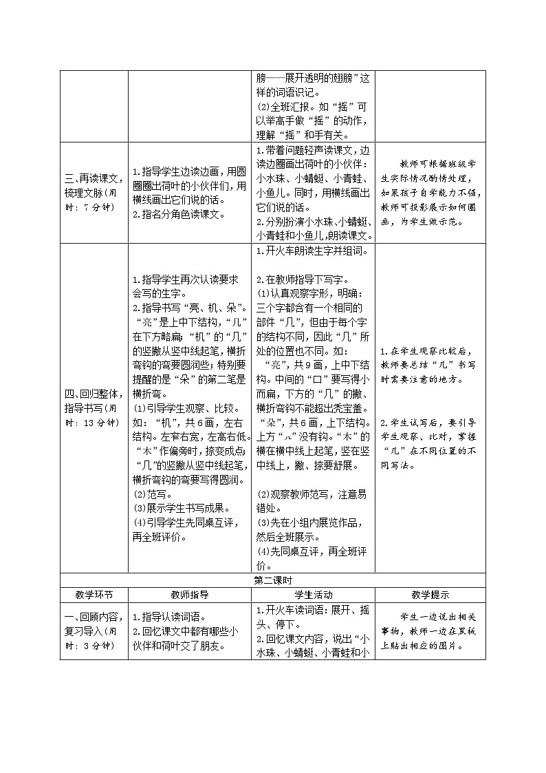 部编版一年级下册语文12 《荷叶圆圆》学生导学案设计第2页