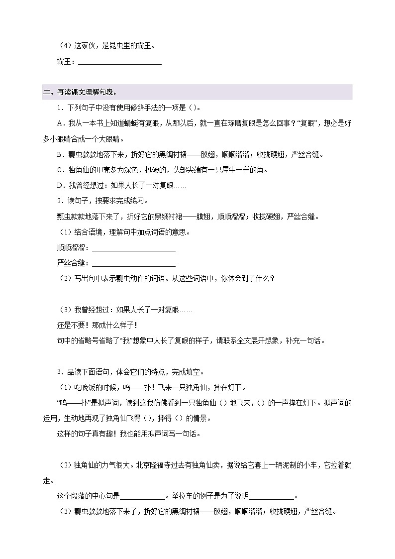 第4课《昆虫备忘录》-2024-2025学年三年级语文下册寒假自学讲义（统编版）第3页