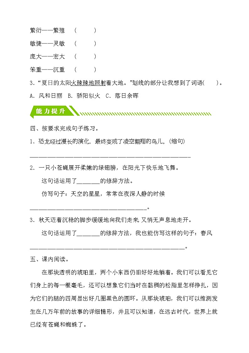 【备课无忧】统编版四下-6.飞向蓝天的恐龙 第2课时（分层作业含答案）第2页