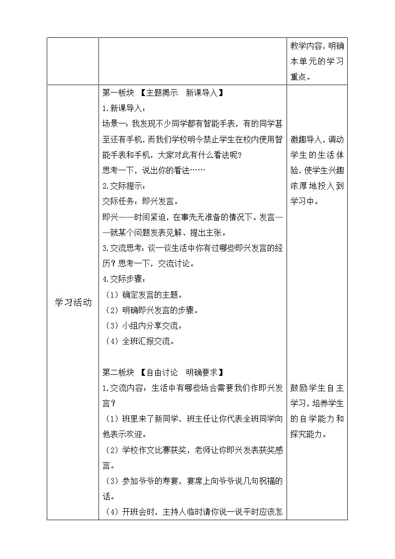 【备课无忧】统编版六下-口语交际：即兴发言（教案含反思）第2页