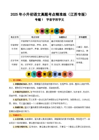 专题1 字音字形字义-2024-2025学年小升初语文备考真题分类汇编（江苏专版）