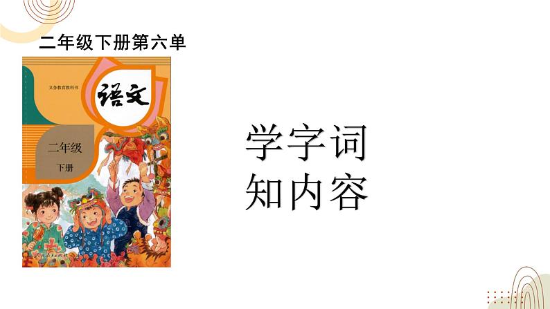 部编版小学语文二下第6单元大单元《学字词知内容》教学设计课件 - 副本第1页