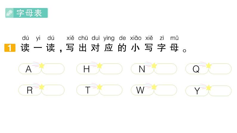 小学语文新部编版一年级下册期末复习第1天 字母表、会认字作业课件（2025春）第2页